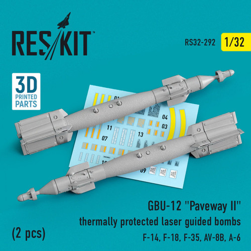 RES-RS32-0292 1/32 GBU-12 "Paveway II" thermally protected laser guided bombs (2 pcs) (3D Printed)  MMD Squadron