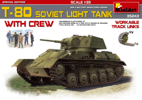MIN35243 1/35 Miniart T-80 Soviet Light Tank w/Crew.Special Edition  MMD Squadron