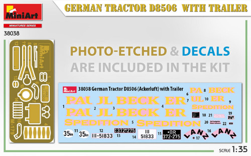 MIN38038 1/35 Miniart German Tractor D8506 with Trailer  MMD Squadron