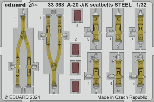 EDU33368 1/32 Eduard A-20J/K seatbelts STEEL Zoom set - PREORDER  MMD Squadron