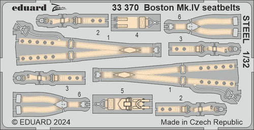 EDU33370 1/32 Eduard Boston Mk.IV seatbelts STEEL Zoom set - PREORDER  MMD Squadron