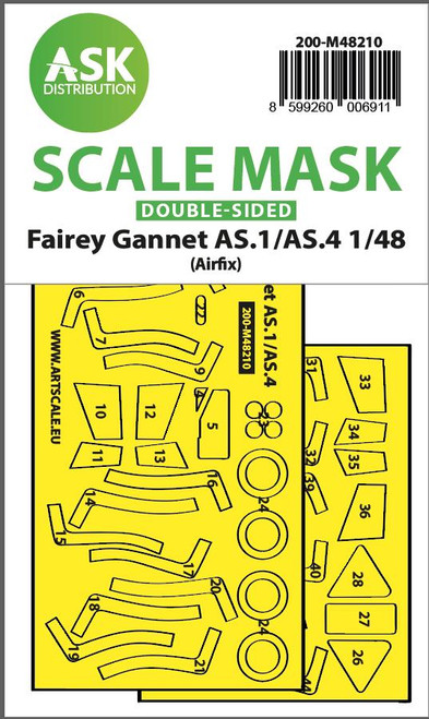 ASKM48210 1/48 Art Scale  Fairey Gannet AS.1/AS.4 double-sided fit and self adhesive express mask for Airfix  MMD Squadron