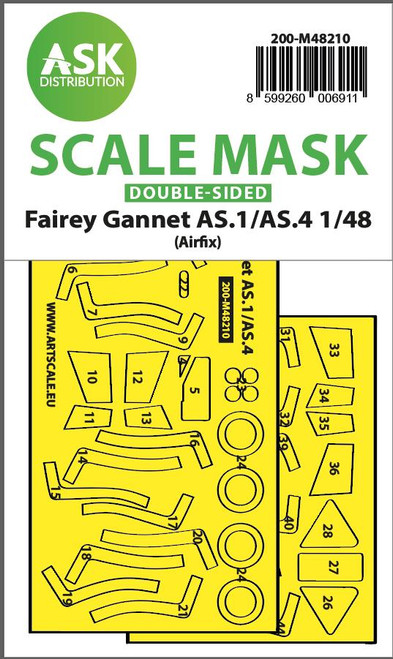 ASKM48210 1/48 Art Scale Fairey Gannet AS.1/AS.4 double-sided fit and self adhesive express mask for Airfix MMD Squadron ASKM48210 1/48 Art Scale Fairey Gannet AS.1/AS.4 double-sided fit and self adhesive express mask for Airfix MMD Squadron