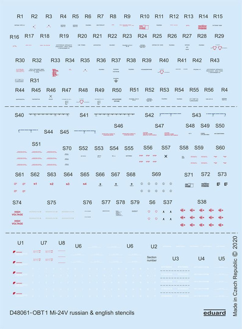 EDUD48061 1/48 Eduard Mi-24V stencils Russian & English for ZVEZDA D48061 MMD Squadron