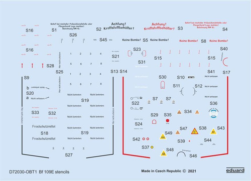 EDUD72030 1/72 Eduard Bf 109E stencils for SPECIAL HOBBY/TAMIYA/AIRFIX D72030 MMD Squadron