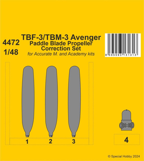 CMK-129-4472 1/48 CMK TBF-3/TBM-3 Avenger Paddle Blade Propeller Correction Set  MMD Squadron