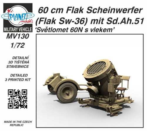 CMK-129-MV130 1/72 Planet Models 60 cm Flak Scheinwerfer (Flak Sw-36) mit Sd.Ah.51 / Sv?tlom  MMD Squadron