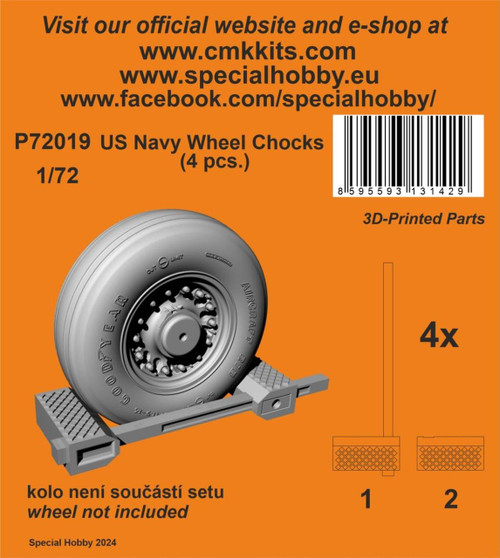 CMK-129-P72019 1/72 CMK US Navy Wheel Chocks (4 pcs.)  MMD Squadron