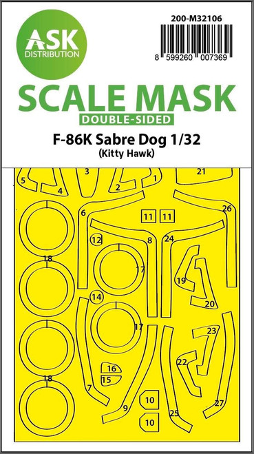 ASKM32106 1/32 Art Scale F-86K Sabre Dog double-sided express fit mask for Kitty Hawk  MMD Squadron