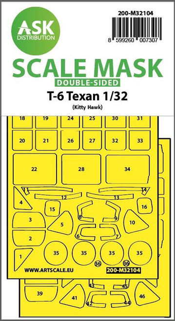 ASKM32104 1/32 Art Scale T-6 Texan double-sided express fit mask for Kitty Hawk  MMD Squadron