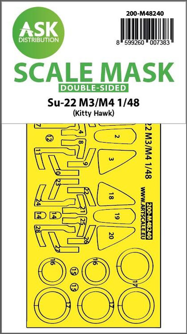 ASKM48240 1/48 Art Scale Su-22M3/M4 double-sided express fit mask for Kitty Hawk MMD Squadron ASKM48240 1/48 Art Scale Su-22M3/M4 double-sided express fit mask for Kitty Hawk MMD Squadron