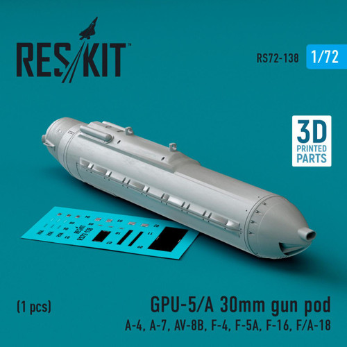 1/72 Reskit GPU-2/A 20mm gun pod (1 pcs) (3D Printed) (1/72