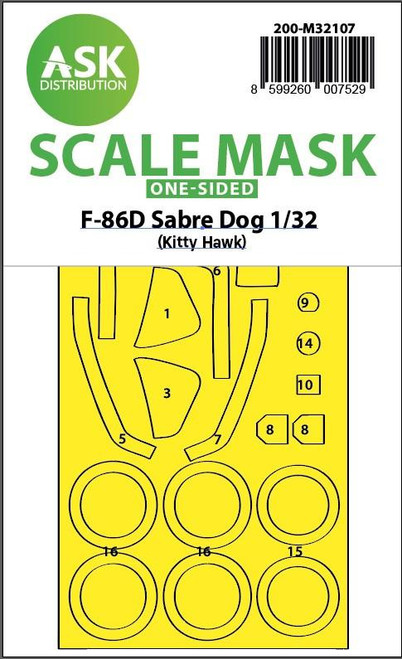 ASKM32107 1/32 Art Scale F-86D Sabre Dog one-sided express fit mask  MMD Squadron