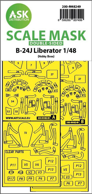ASKM48249 1/48 Art Scale B-24J Liberator double-sided express fit mask MMD Squadron ASKM48249 1/48 Art Scale B-24J Liberator double-sided express fit mask MMD Squadron