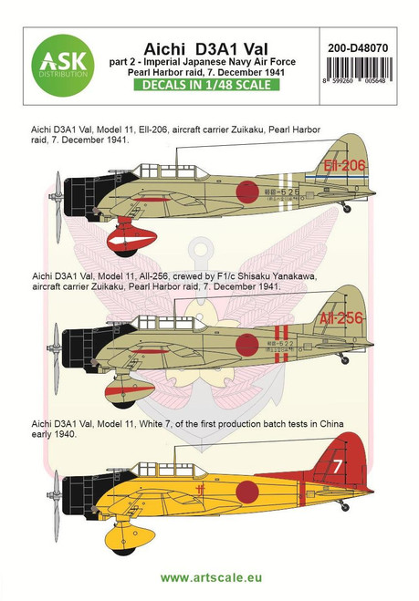 ASKD48070 1/48 Artscale  Aichi D3A1 Val part 2 - Pearl harbor raid, 7. December 1941  MMD Squadron