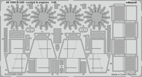 EDU491509 1/48 Eduard B-24D cockpit & engines Photo etched set for HOBBY BOSS kit  MMD Squadron