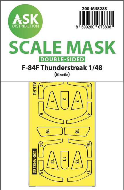 ASKM48283 1/48 Artscale  F-84F Thunderstreake double-sided express fit mask for Kinetic  MMD Squadron
