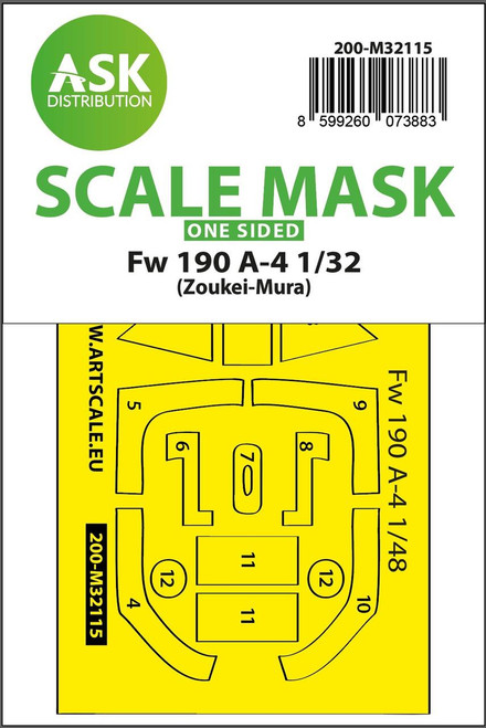 ASKM32115 1/32 Artscale  Fw 190A-4 one-sided express fit mask for Zoukei-Mura  MMD Squadron