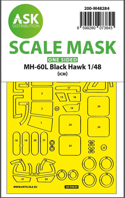 ASKM48284 1/48 Artscale MH-60L Black Hawk one-sided express fit mask for ICM MMD Squadron ASKM48284 1/48 Artscale MH-60L Black Hawk one-sided express fit mask for ICM MMD Squadron