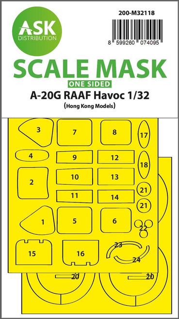 ASKM32118 1/32 Artscale  A-20G RAAF Havoc one-sided express fit mask for HK Models  MMD Squadron