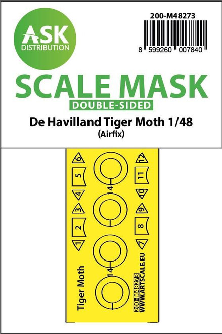 ASKM48273 1/48 Artscale  De Havilland Tiger Moth double-sided express fit  mask for Airfix  MMD Squadron