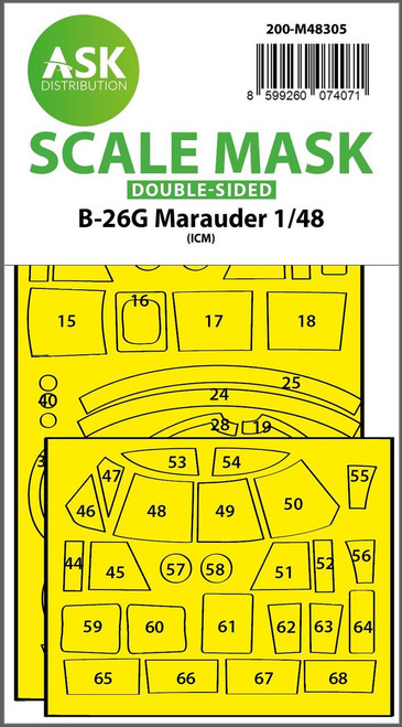 ASKM48305 1/48 Artscale  B-26G Marauder double-sided express fit mask for ICM  MMD Squadron