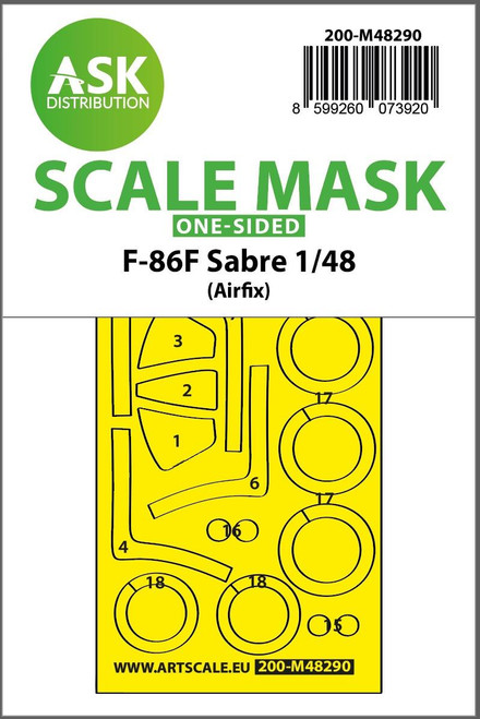ASKM48290 1/48 Artscale  F-86F Sabre one-sided express fit mask for Airfix  MMD Squadron