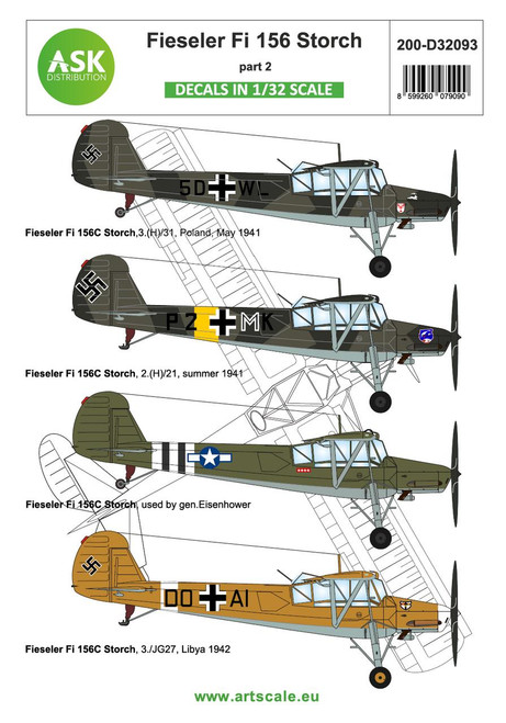 ASKD32093 1/32 Artscale  Fieseler Fi 156C Storch part 2 - gen. Eisenhover and Lybia, East Front  MMD Squadron