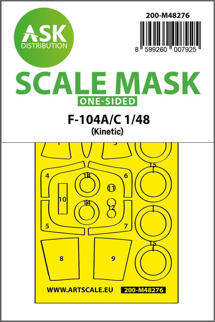 ASKM48276 1/48 Artscale  F-104A/C one-sided express fit mask for Kinetik  MMD Squadron