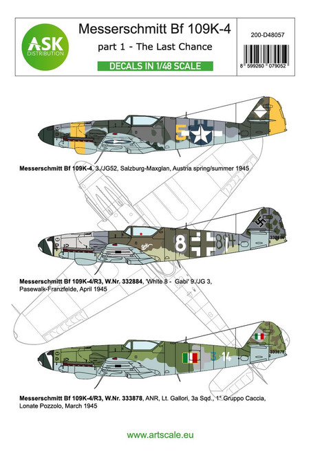 ASKD48057 1/48 Art Scale Messerschmitt Bf 109K-4 part 1 - "The last chance", captured birds  MMD Squadron