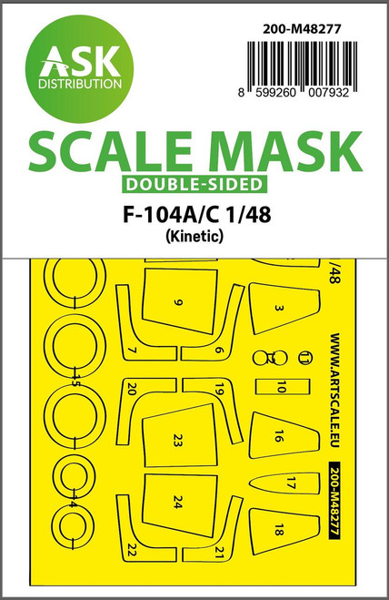 ASKM48277 1/48 Artscale  F-104A/C double-sided express fit mask for Kinetik  MMD Squadron