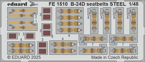EDUFE1510 1/48 Eduard B-24D seatbelts STEEL Zoom set for HOBBY BOSS kit  MMD Squadron