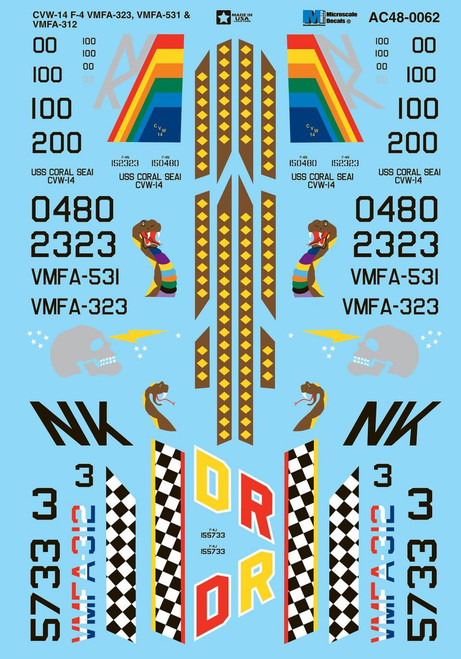MICAC48-0062 Microscale 48th Scale - F4N, F4J, CVW-14 F-4 VMFA-323, VMFA-531 & VMFA  MMD Squadron
