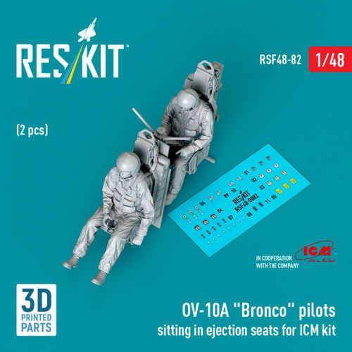 RES-RSF48-0082 1/48 Reskit OV-10A Bronco pilots sitting in ejection seats for ICM kit (2 pcs) (3D Printed)  MMD Squadron
