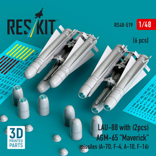 1/32 Reskit AGM-65 Maverick missiles (6 pcs) with LAU-88 (2 pcs