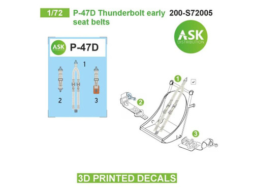 ASKS72005 1/72 Art Scale  P-47D seat belts - 3D 3Ded decals by ASK  MMD Squadron