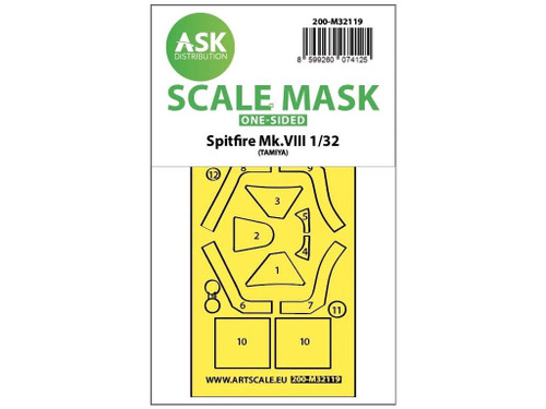 ASKM32119 1/32 Art Scale  Spitfire Mk.VIII one-sided express fit mask for Tamiya  MMD Squadron