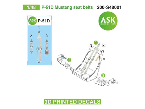 ASKS48001 1/48 Art Scale  P-51D Mustang seat belts - 3D 3Ded decals by ASK  MMD Squadron