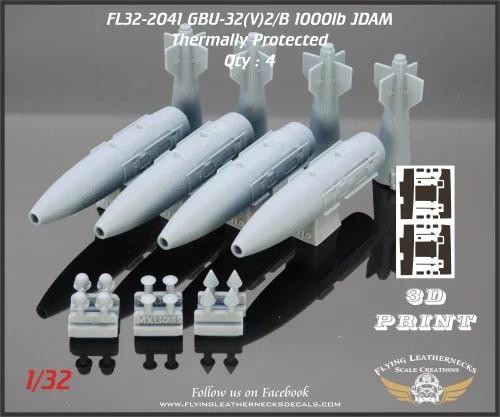 FLN-32-2041 1/32 Flying Leathernecks GBU-32(V)2/B 1000lb JDAM, thermally protected (4)  MMD Squadron FLN-32-2041 1/32 Flying Leathernecks GBU-32(V)2/B 1000lb JDAM, thermally protected (4)  MMD Squadron