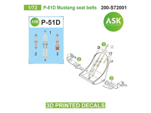 ASKS72001 1/72 Art Scale  P-51D Mustang seat belts - 3D 3Ded decals by ASK  MMD Squadron