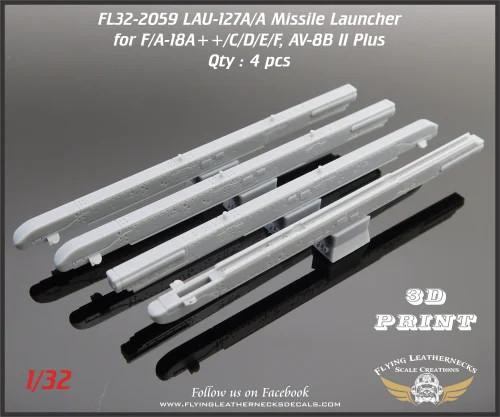 FLN-32-2059 1/32 Flying Leathernecks LAU-127A/A Missile Launcher for AIM-9M/X, AIM-120  MMD Squadron FLN-32-2059 1/32 Flying Leathernecks LAU-127A/A Missile Launcher for AIM-9M/X, AIM-120  MMD Squadron