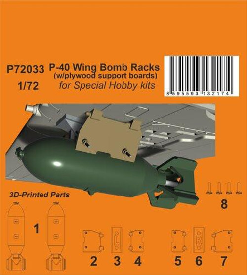 CMK-129-P72033 1/72 CMK P-40 Wing Bomb Racks (w/plywood support boards)  129-P72033 MMD Squadron