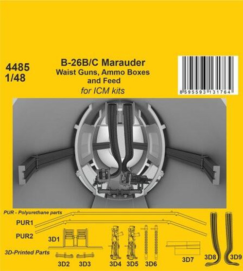 CMK-129-4485 1/48 CMK B-26B/C Marauder Waist Guns, Ammo Boxes and Feed / for ICM kit  129-4485 MMD Squadron