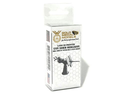 GM3D-350008 1/350 Gold Medal 3D USN 20mm Oerlikon Mk.4 MOD 6 w/ MK.14 Gun Sight Type I Shield (x36) GM3D-350001 MMD Squadron