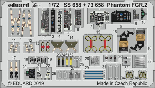 EDU73658 1/72 Eduard Phantom FGR.2 Photo etched set for AIRFIX November MMD Squadron