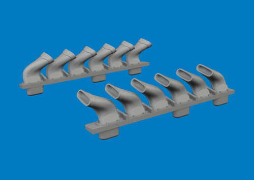 1/72 Eduard Spitfire Mk.V six-stacks exhaust fishtail PRINT Brassin for EDUARD