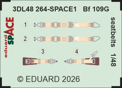 1/48 Eduard Bf 109G seatbelts SPACE SPACE for 
