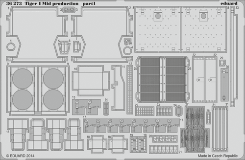 EDU36273 1/35 Eduard Tiger I Mid production Photo etched set for DRAGON 6700 December MMD Squadron