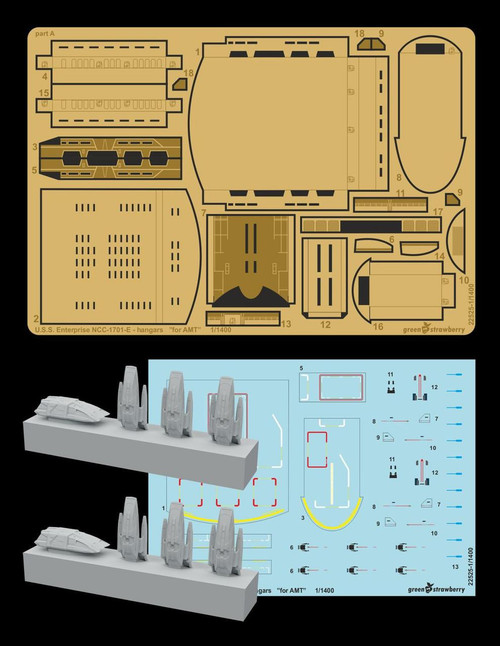 GSB22525 1/1400 Green Strawberry U.S.S. Enterprise NCC-1701-E - hangars  MMD Squadron