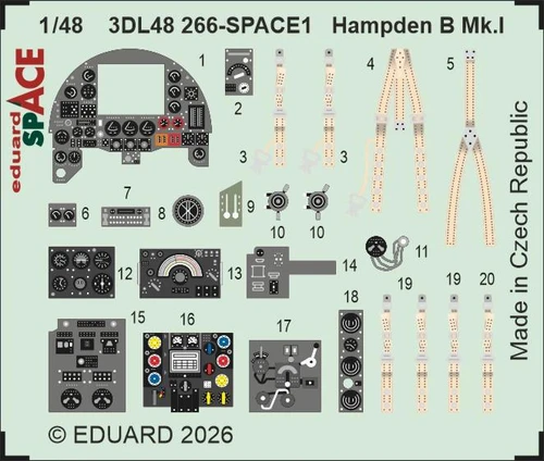 EDU3DL48266 1/48 Eduard Space Set Hampden B Mk.I SPACE For ICM  MMD Squadron